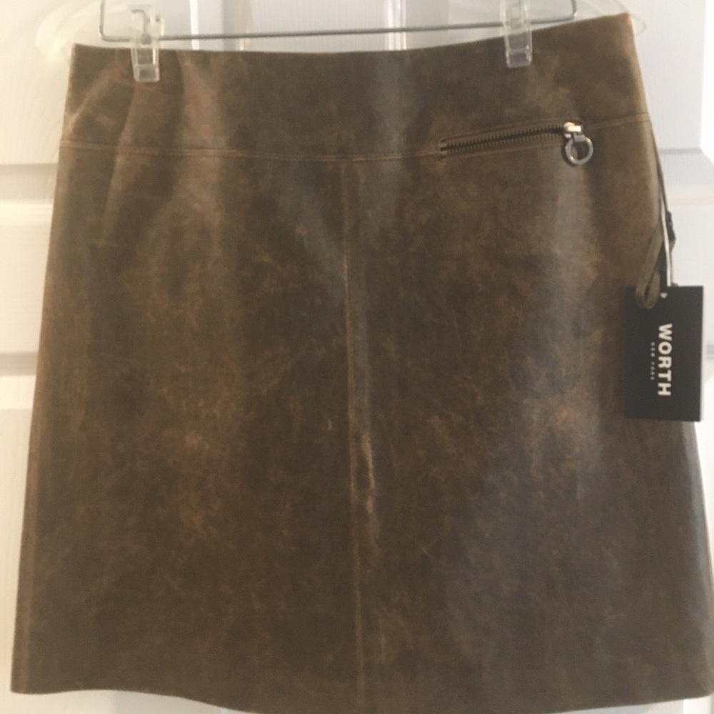 NWT Worth Distressed leather skirt